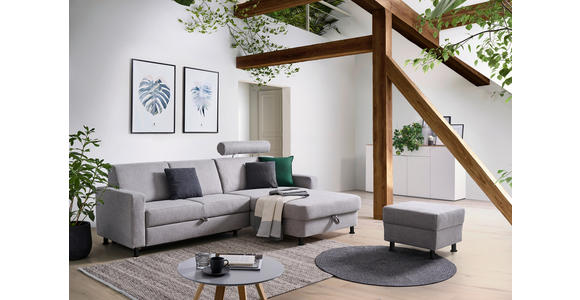 ECKSOFA in Webstoff Platinfarben  257/165 cm  - Platinfarben/Schwarz, Design, Kunststoff/Textil (257/165cm) - Xora