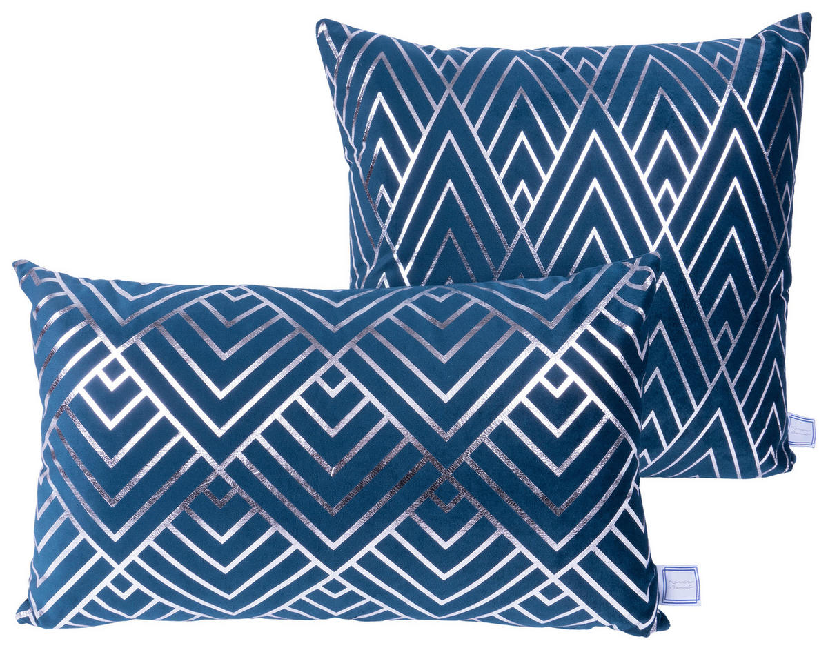 PRYDNADSKUDDAR SET  30x45/50x45 cm   - blå/silver, Klassisk, textil (30x45/50x45cm)