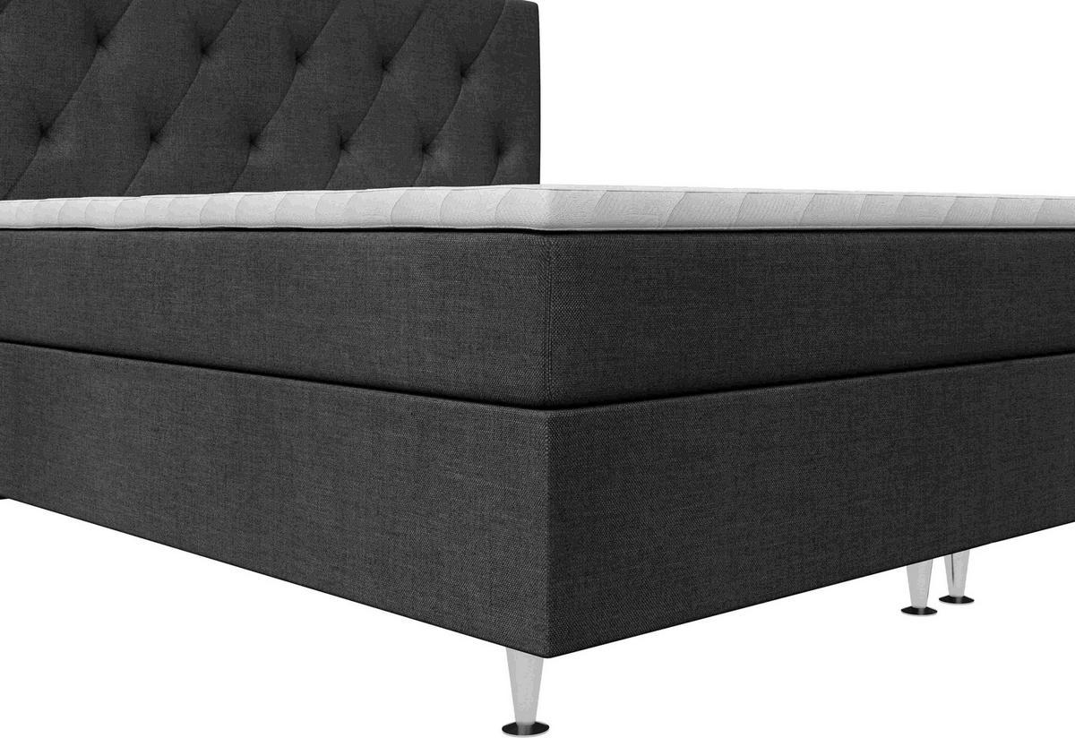 BOXSPRINGBETT 140/200 cm  in Graphitfarben  - Silberfarben/Graphitfarben, KONVENTIONELL, Textil/Metall (140/200cm) - Chameo