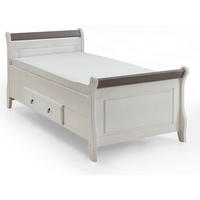 BETT 90/200 cm  in Grau, Weiß  - Weiß/Grau, ROMANTIK / LANDHAUS, Holz (90/200cm) - Boxxx