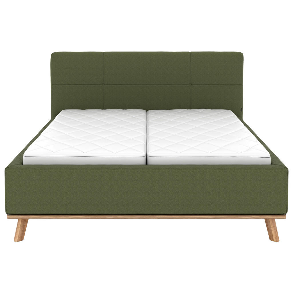 Thumbnail - Musterring Polsterbett, Dunkelgrün, Textil, Birke, Buche,Esche, massiv, H2, Höhe ca. 20 cm, 160x200 cm, Reach, atmungsak...