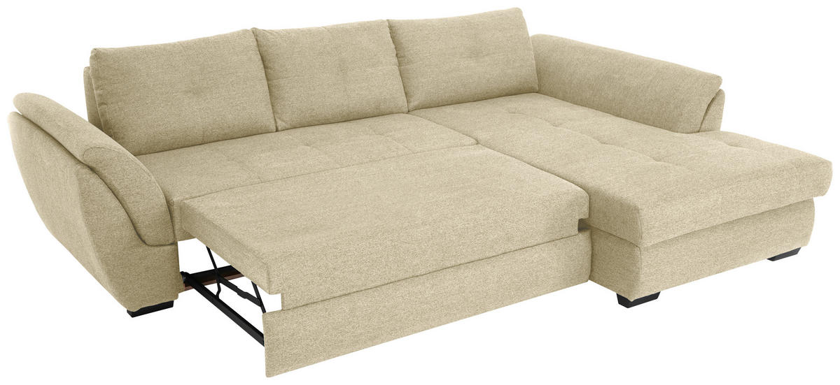 ECKSOFA in Webstoff Beige  - Beige/Schwarz, Design, Kunststoff/Textil (278/187cm) - Livetastic