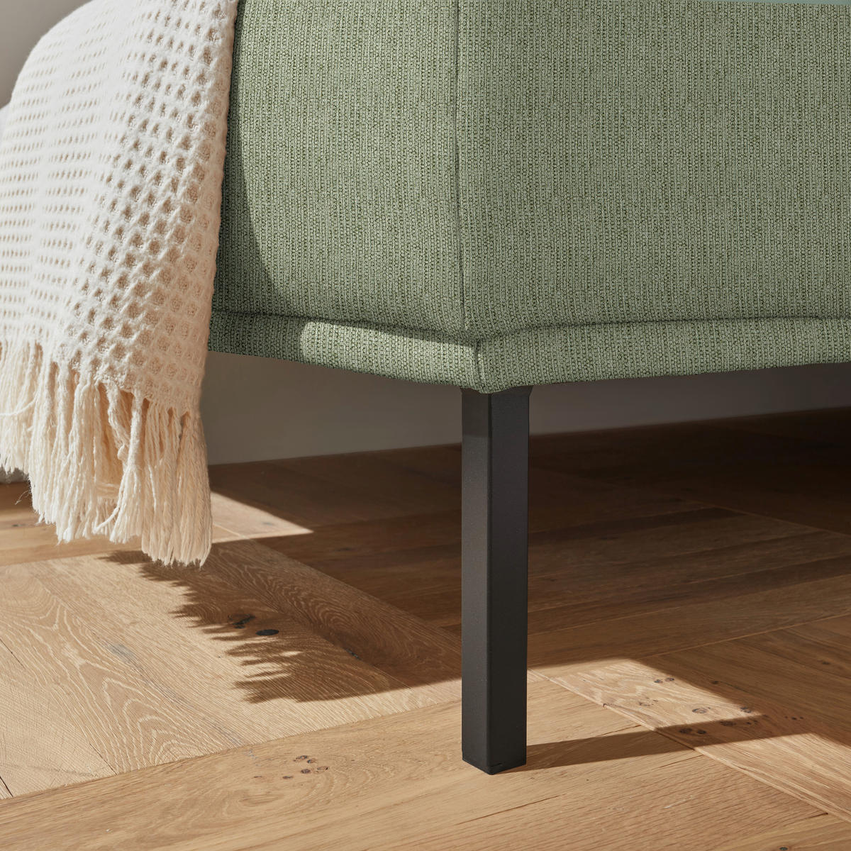 ECKSOFA Flachgewebe Olivgrün  - Schwarz/Olivgrün, Design, Textil/Metall (270/308cm) - Pure Home Lifestyle