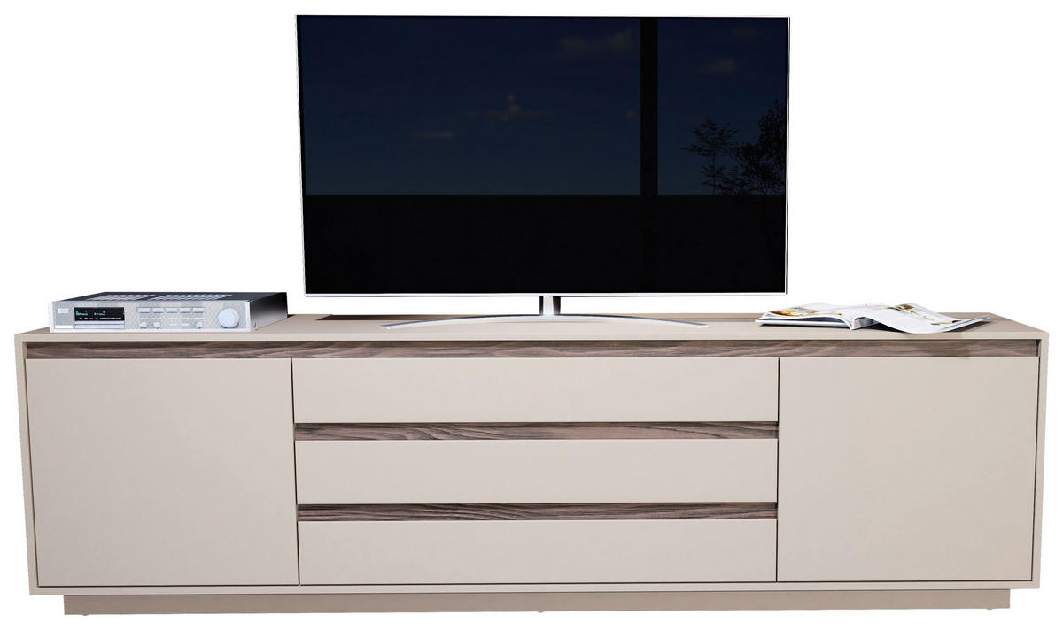 COMODĂ JOASĂ 220/64/45 cm  - cașmir/culoare lemn de nuc, Design, material pe bază de lemn (220/64/45cm) - Stylife