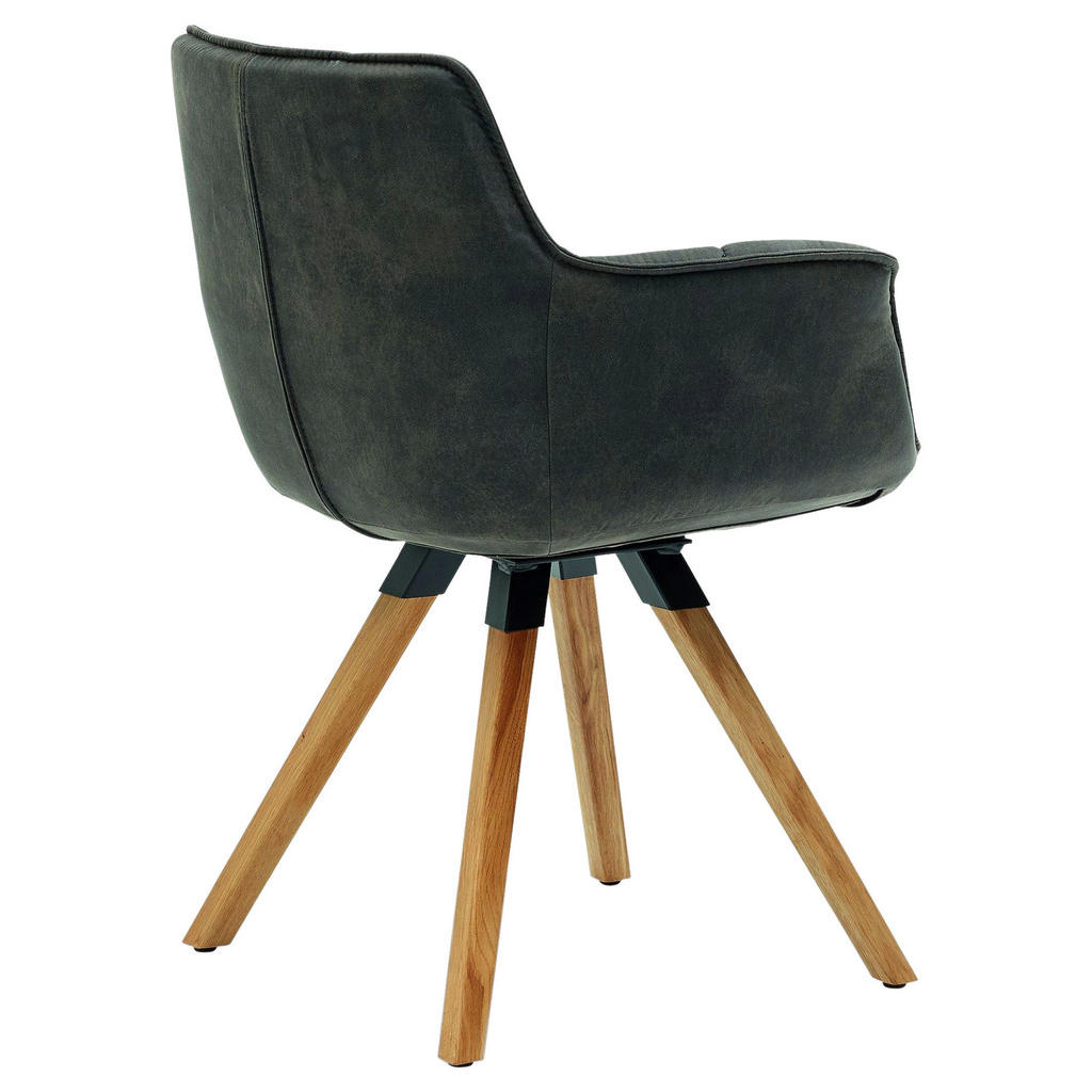 Thumbnail - Musterring Armlehnstuhl, Anthrazit, Textil, Wildeiche, massiv, Stativgestell, 67x85x60 cm, Beinauswahl, Lederauswahl, St...