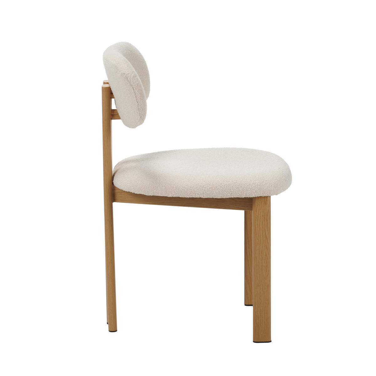 STUHL-SET 2 Stück  in Stahl Bouclé  - Elfenbein/Eichefarben, MODERN, Textil/Metall (50/80/52cm) - Livetastic