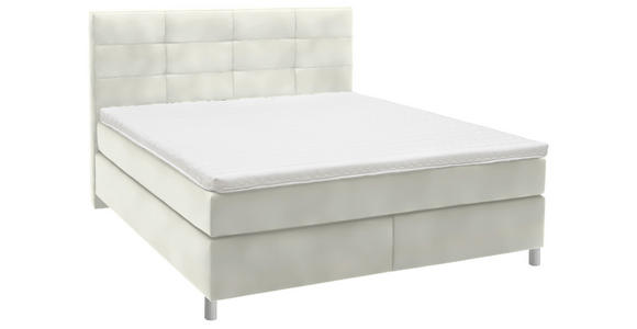 BOXSPRINGBETT 180/200 cm in Weiß - Chromfarben/Weiß, KONVENTIONELL, Kunststoff/Textil (180/200cm) - Voleo