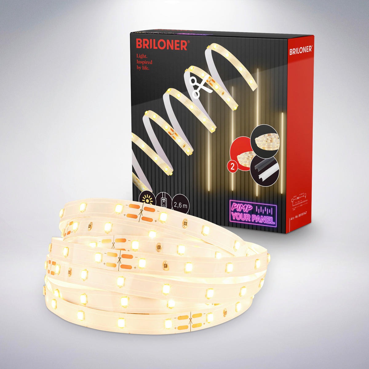 LED-STRIP 260 cm  Pimp Your Panel Erweiterung  - Weiß, Basics, Kunststoff (260cm) - Briloner