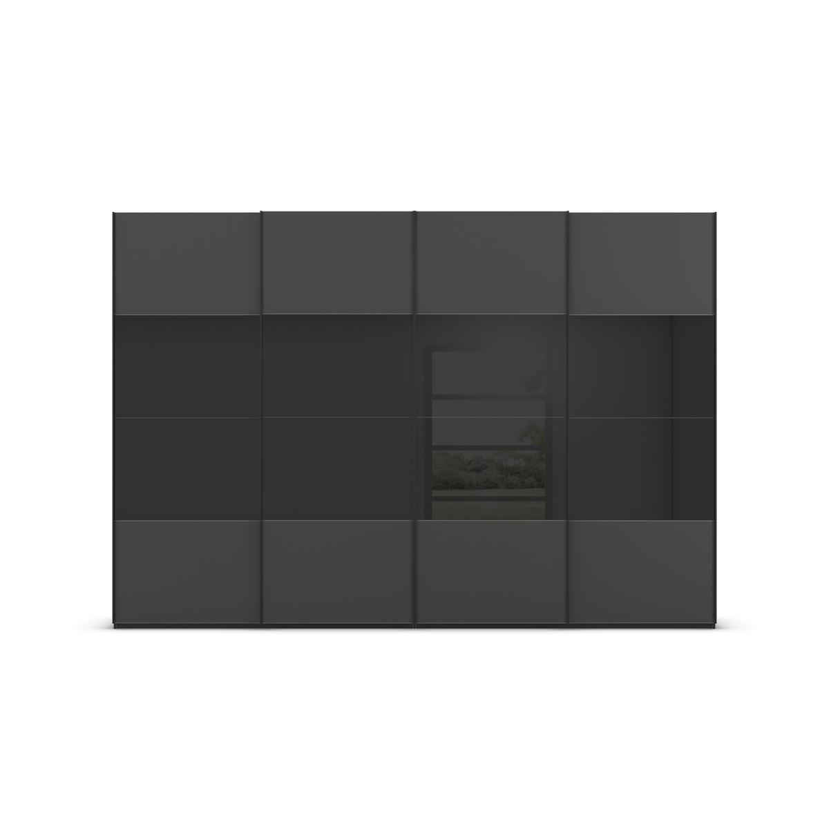 SCHWEBETÜRENSCHRANK 320/223/68 cm,  in Schwarz, 4 Tür(en)  - Schwarz, Design, Glas/Holzwerkstoff (320/223/68cm) - Novel