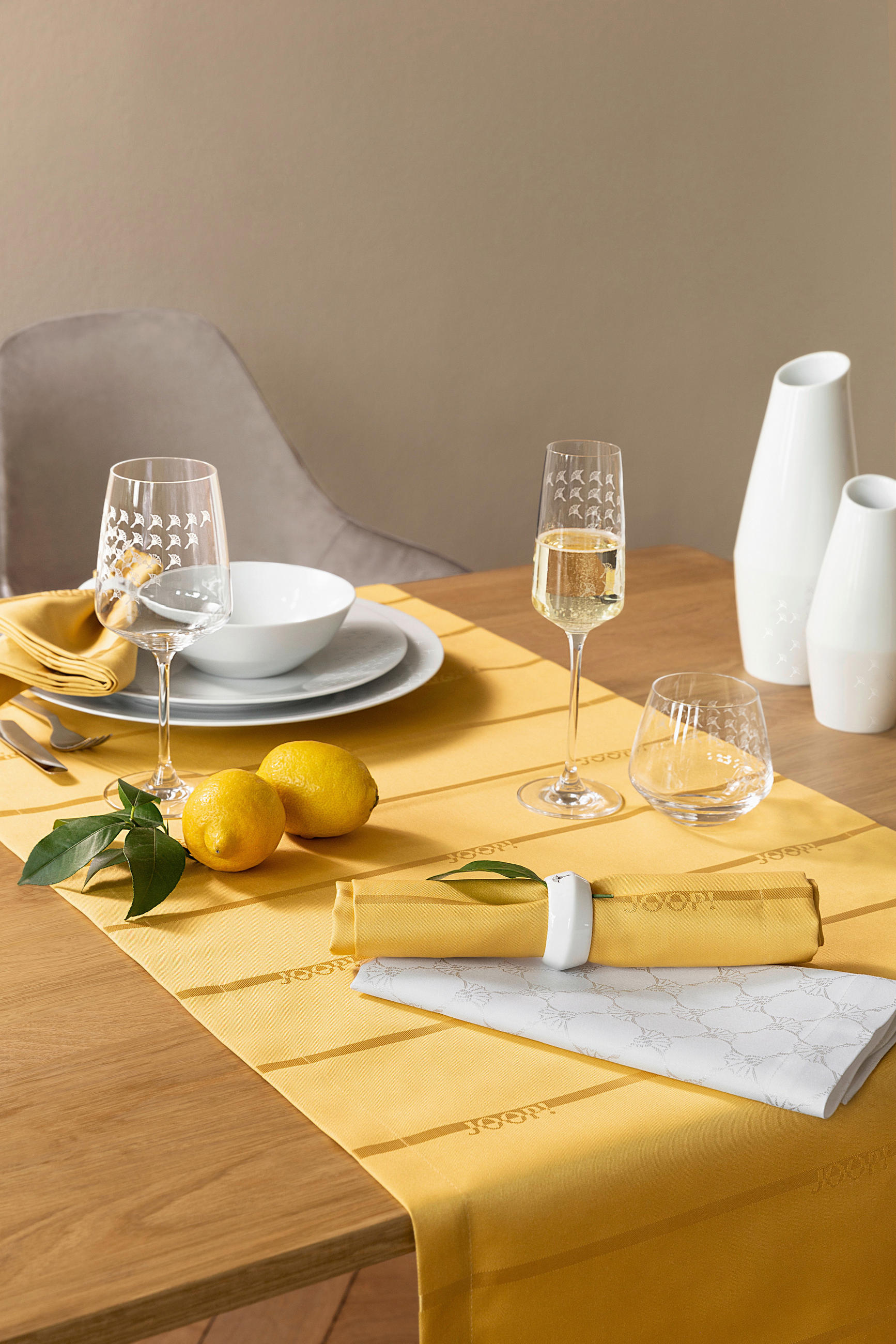 Serviette 2er-Set 50/50 cm - Gelb, KONVENTIONELL, Textil (50/50cm) - Joop!