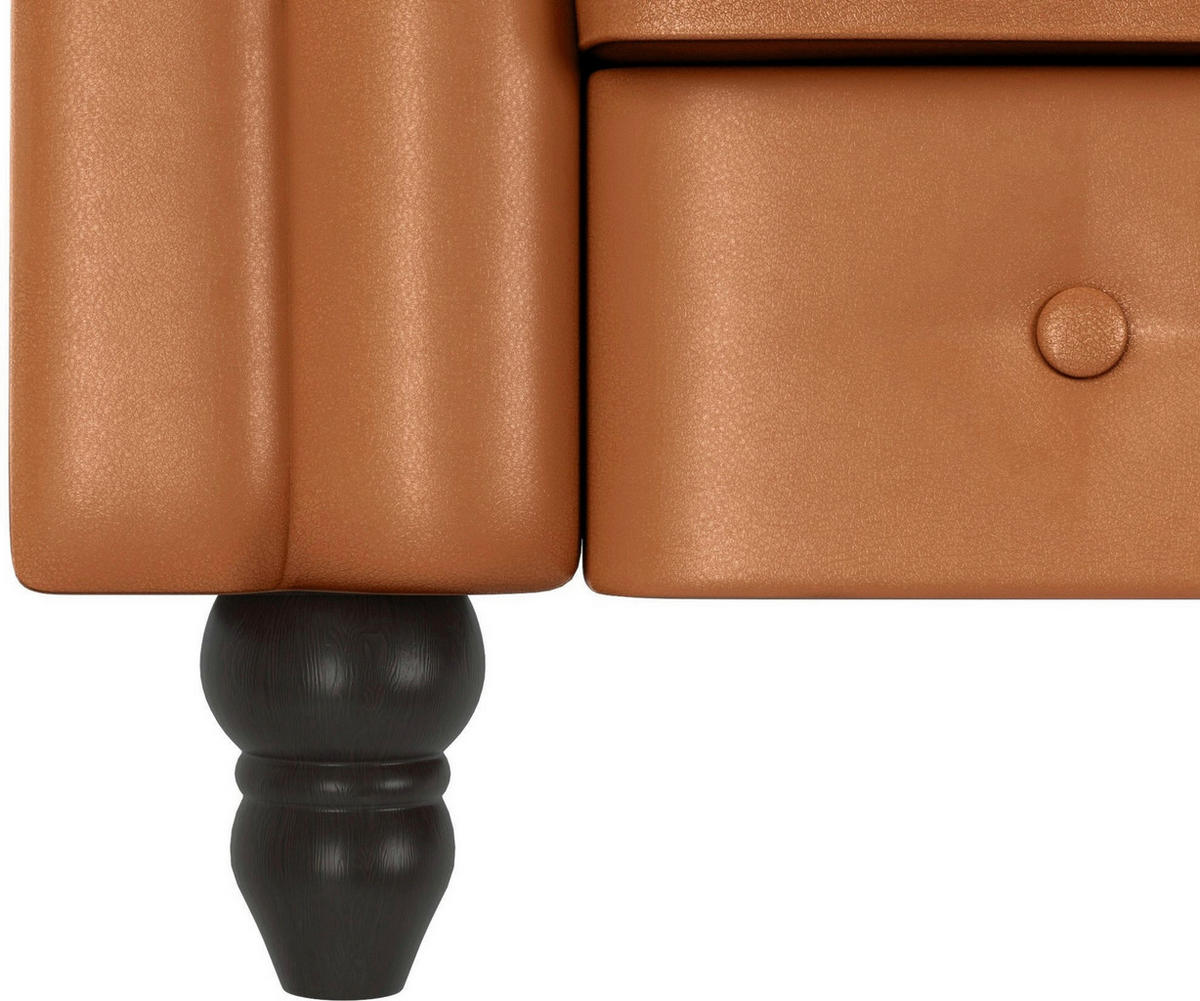 SESSEL in Lederlook Cognac  - Cognac/Schwarz, Basics, Holz/Textil (111/83/87cm) - Livetastic