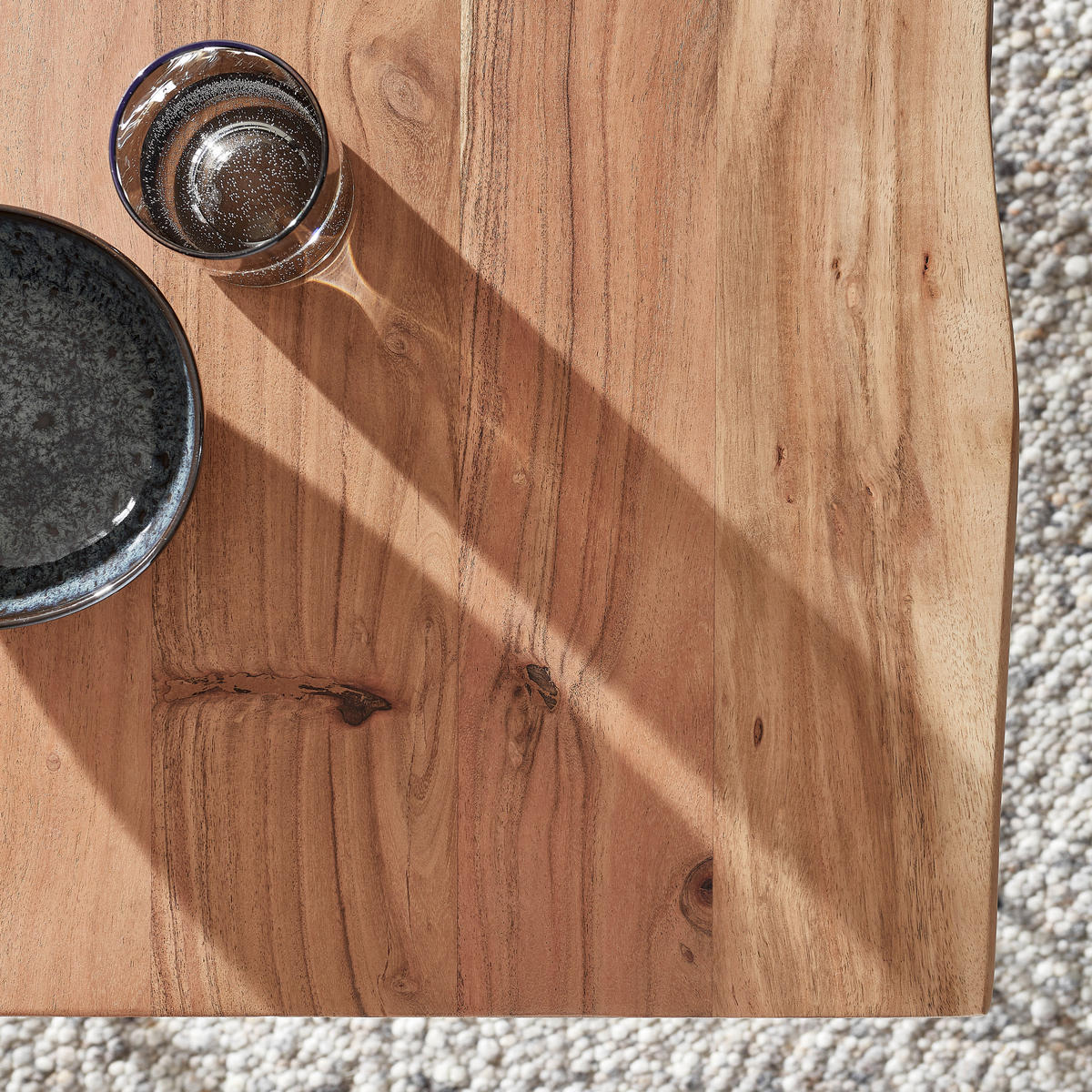 COUCHTISCH Akazie massiv 110/70/45 cm rechteckig Schwarz, Akaziefarben  - Schwarz/Akaziefarben, Design, Holz/Metall (110/70/45cm) - Landscape