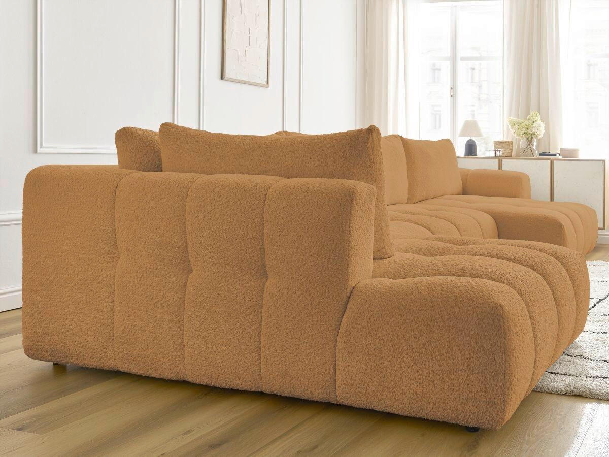 WOHNLANDSCHAFT  FUJI  Gelb Bouclé  - Gelb/Schwarz, MODERN, Kunststoff/Textil (204/377/160cm)