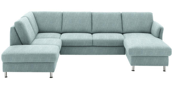 WOHNLANDSCHAFT in Flachgewebe Hellblau - Chromfarben/Hellblau, KONVENTIONELL, Textil/Metall (200/305/168cm) - Voleo