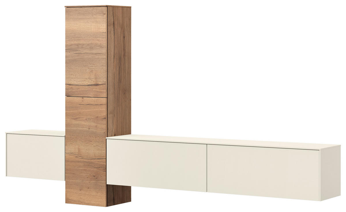WOHNWAND  in Eichefarben, Magnolie  282/160/37 cm  - Eichefarben/Magnolie, Design, Holzwerkstoff (282/160/37cm) - Celina Home