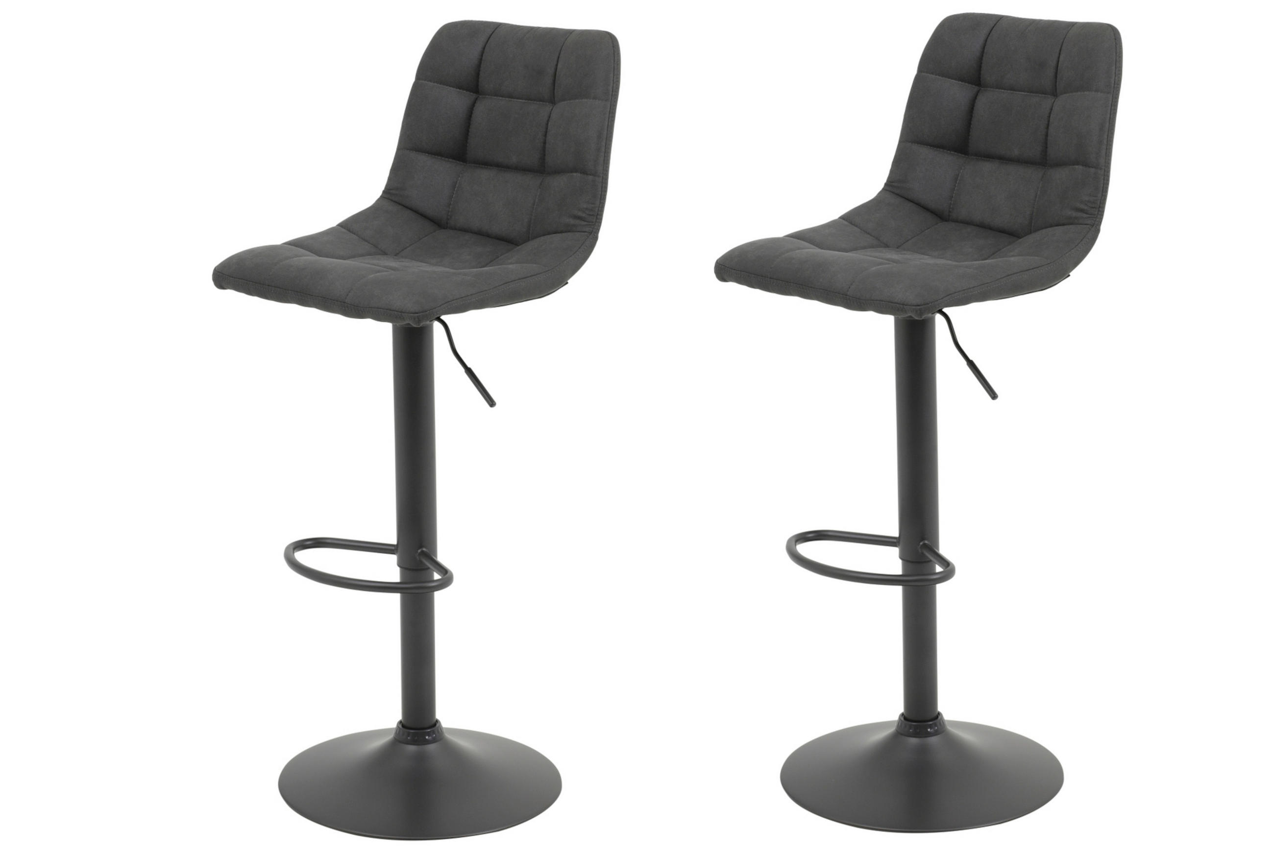 BARHOCKER Mikrofaser Anthrazit Stahl Typenauswahl, Sitzfläche 360° drehbar, abwischbar  - Anthrazit/Grau, MODERN, Textil/Metall (43/91-113/44cm) - MID.YOU