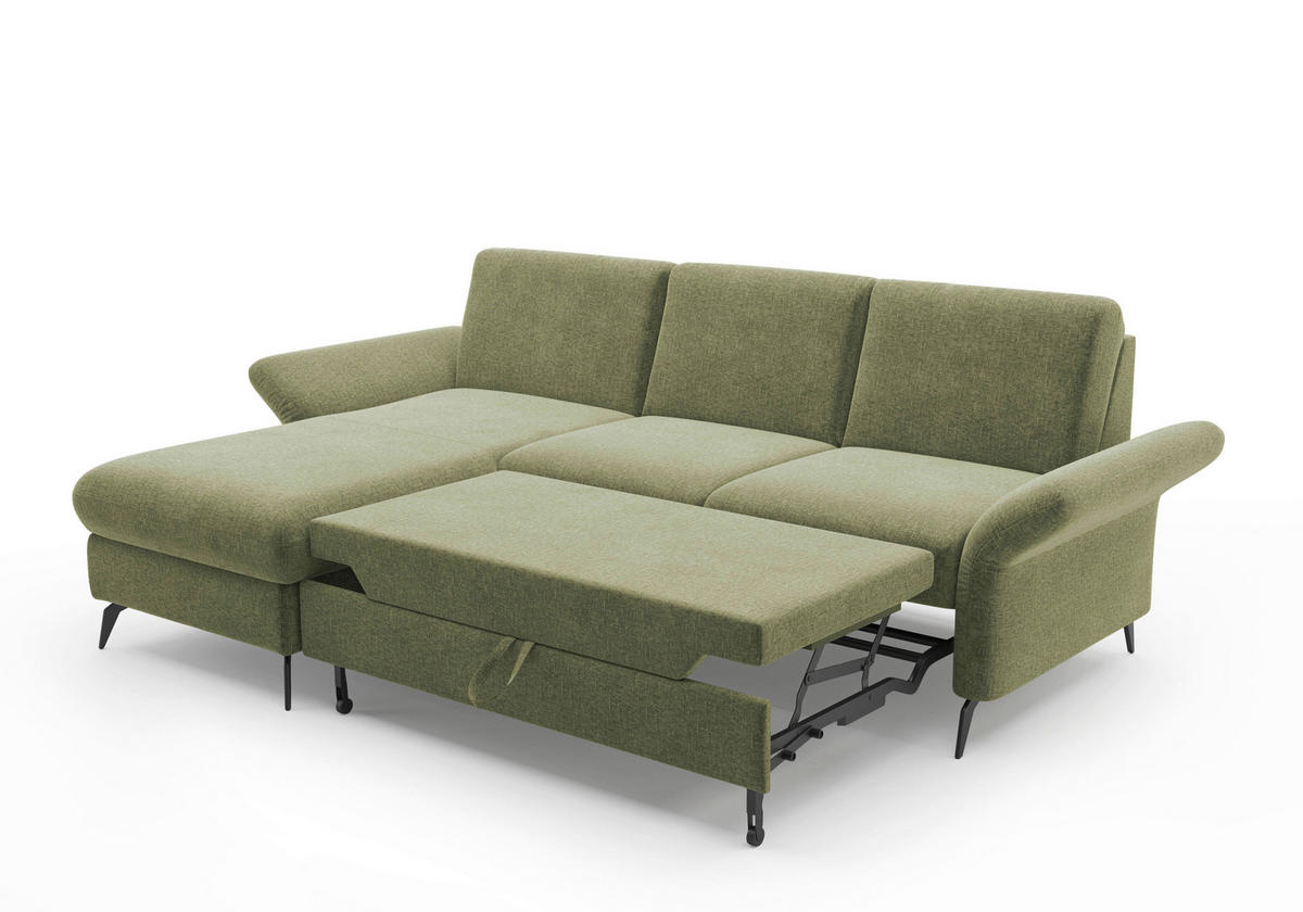 ECKSOFA ROCHELLE E Hellgrün Flachgewebe  - Schwarz/Hellgrün, KONVENTIONELL, Textil/Metall (164/251cm) - Sit & More