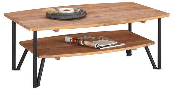 COUCHTISCH in Holz 110/70/43 cm  - Eichefarben/Schwarz, Design, Holz/Metall (110/70/43cm) - Linea Natura