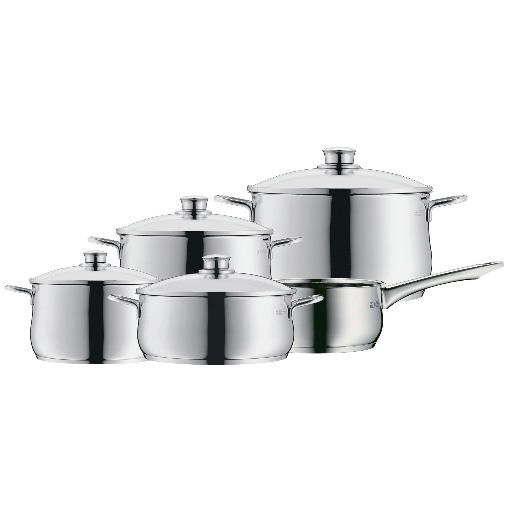 KOCHTOPFSET Diadem 5-teilig  - Edelstahlfarben, Basics, Glas/Metall - WMF
