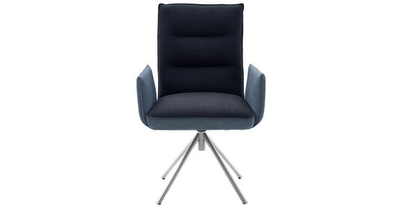 ARMLEHNSTUHL DREHBAR 360° in Flachgewebe - Blau/Edelstahlfarben, Design, Textil/Metall (59/93/59cm) - Dieter Knoll