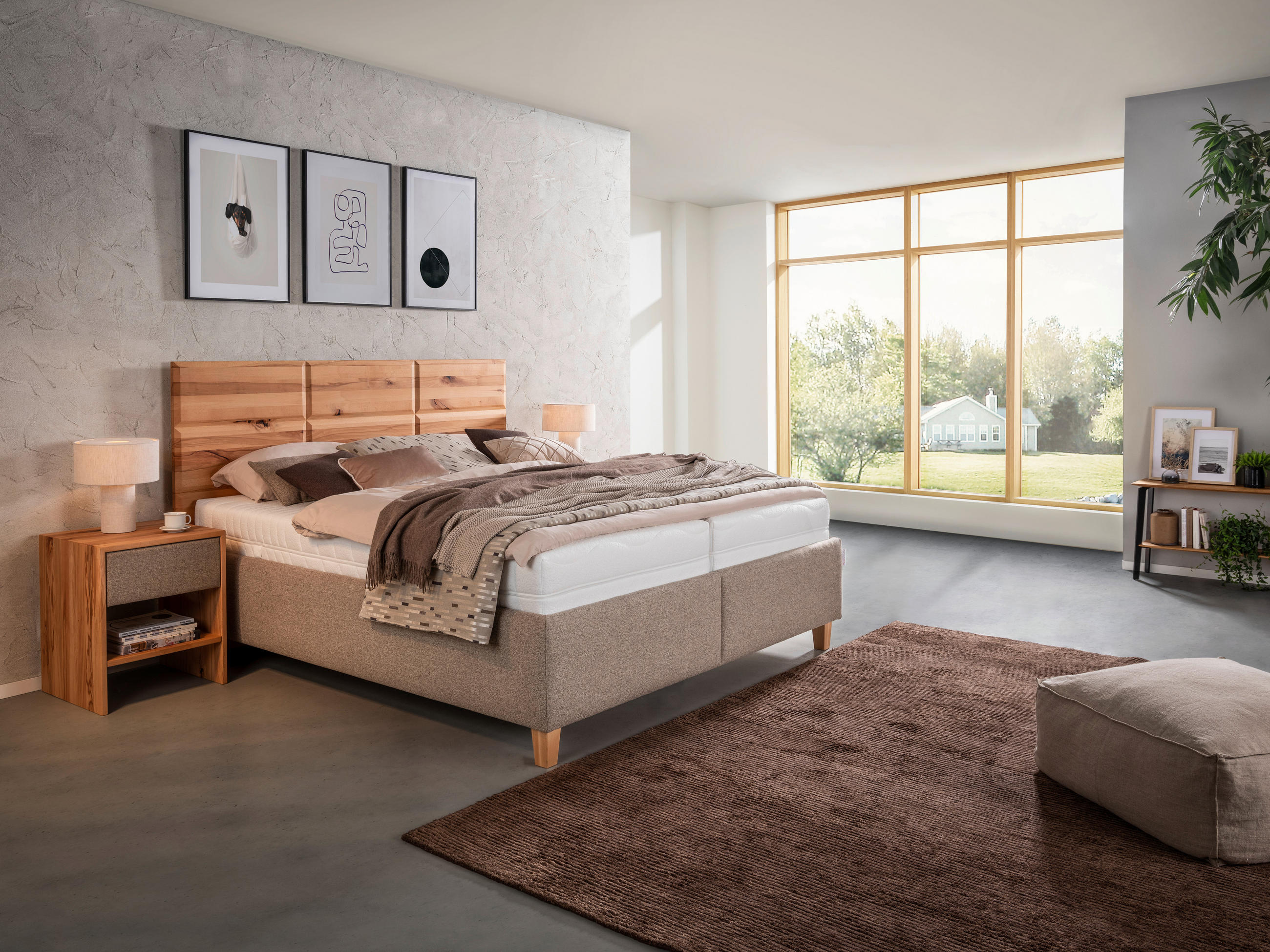 POLSTERBETT 180/200 cm  in Buchefarben, Hellbraun  - Hellbraun/Weiss, Design, Holz/Textil (180/200cm) - Valnatura