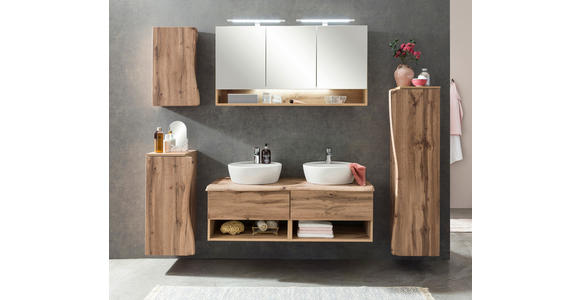 MIDISCHRANK 30/130/35 cm - Eiche Wotan/Silberfarben, Natur, Holzwerkstoff/Kunststoff (30/130/35cm) - Xora
