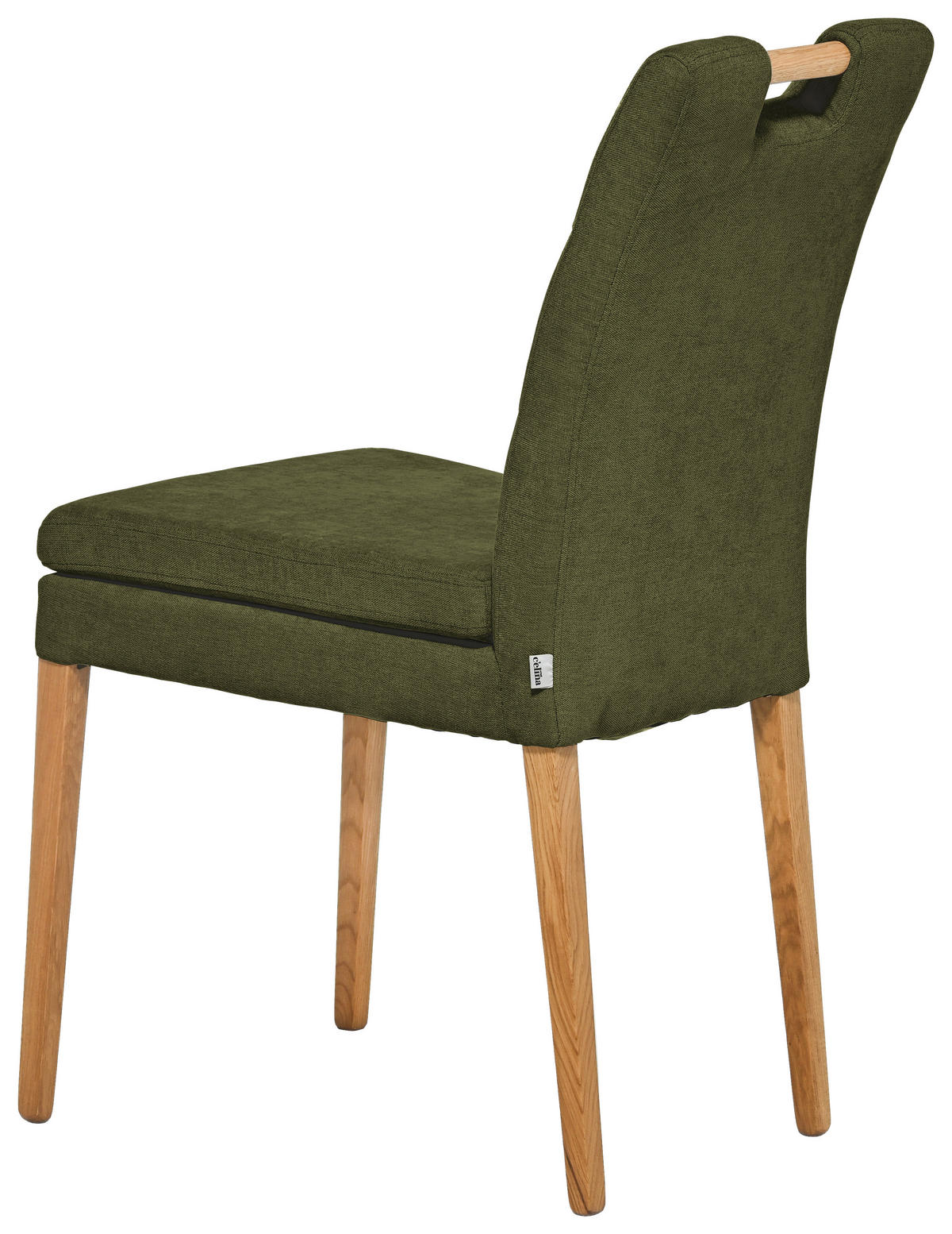 STUHL Webstoff Grün, Eichefarben Eiche massiv  - Eichefarben/Grün, KONVENTIONELL, Holz/Textil (47/91,5/59cm) - Celina Home