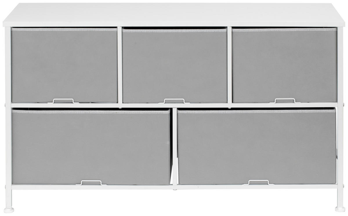 KOMMODE  in 99/55/30 cm  - Weiß/Grau, MODERN, Holzwerkstoff/Textil (99/55/30cm) - PBJ