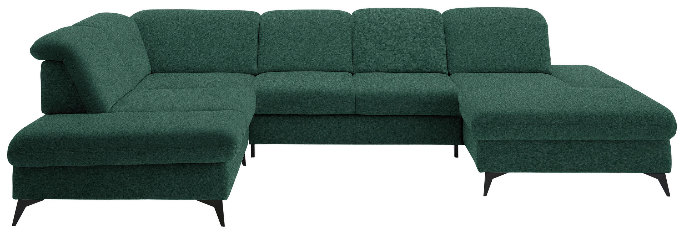 WOHNLANDSCHAFT  in Chenille Waldgrün  - Waldgrün/Schwarz, Design, Textil/Metall (255/364/198cm) - Beldomo Style