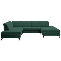 WOHNLANDSCHAFT  in Chenille Waldgrün  - Waldgrün/Schwarz, Design, Textil/Metall (255/364/198cm) - Beldomo Style