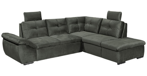 ECKSOFA  in Mikrovelours Dunkelgrün  - Dunkelgrün/Schwarz, KONVENTIONELL, Kunststoff/Textil (265/217cm) - Carryhome