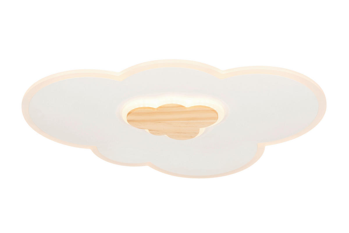 LED-TAKLAMPA Chicago 35 W 60/45/6 cm  - vit/naturfärgad, Lifestyle, metall/trä (60/45/6cm) - Novel