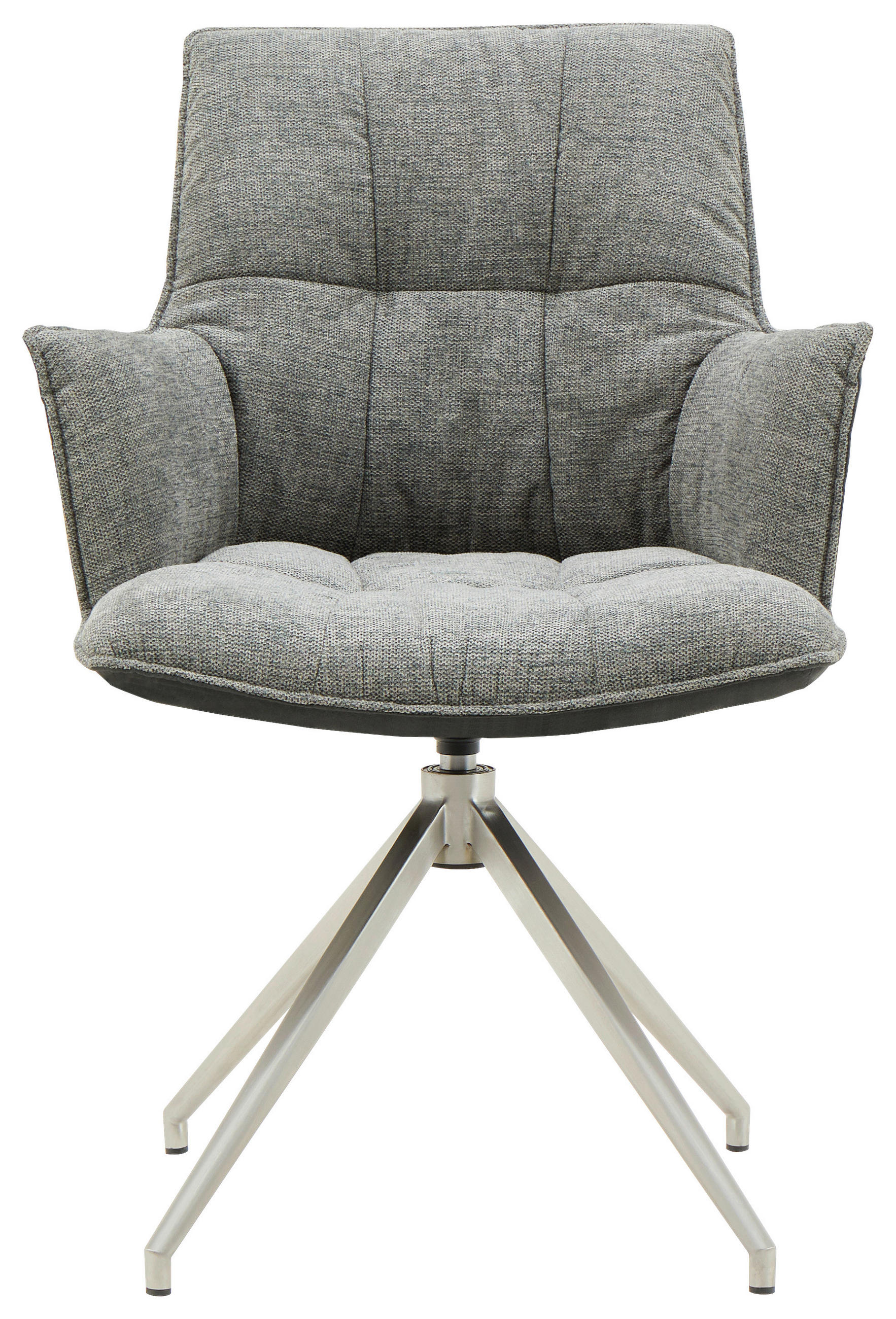 ARMLEHNSTUHL  in Edelstahl Leinenoptik, Mikrofaser  - Edelstahlfarben/Anthrazit, Design, Textil/Metall (59/89,5/63cm) - Novel