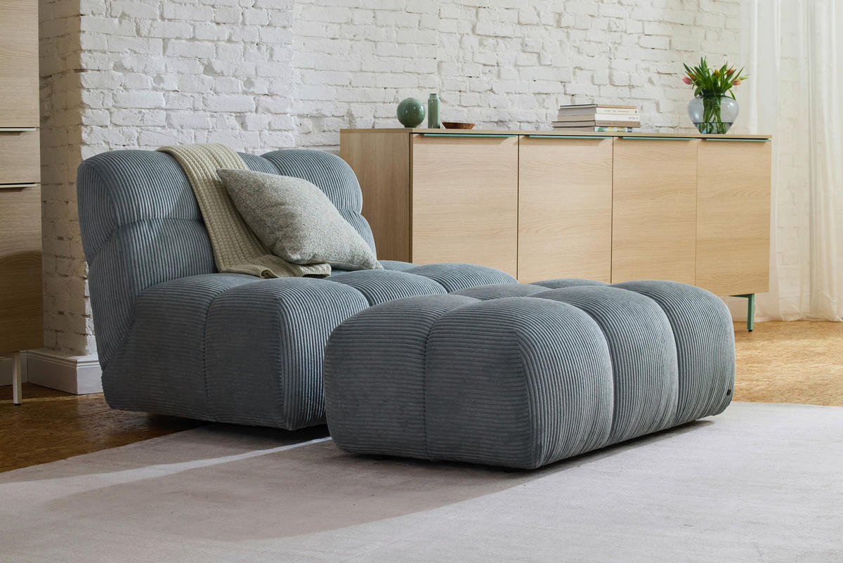 SESSEL in Cord Pastellblau  - Pastellblau/Schwarz, KONVENTIONELL, Textil/Metall (105/78/90cm) - Tom Tailor