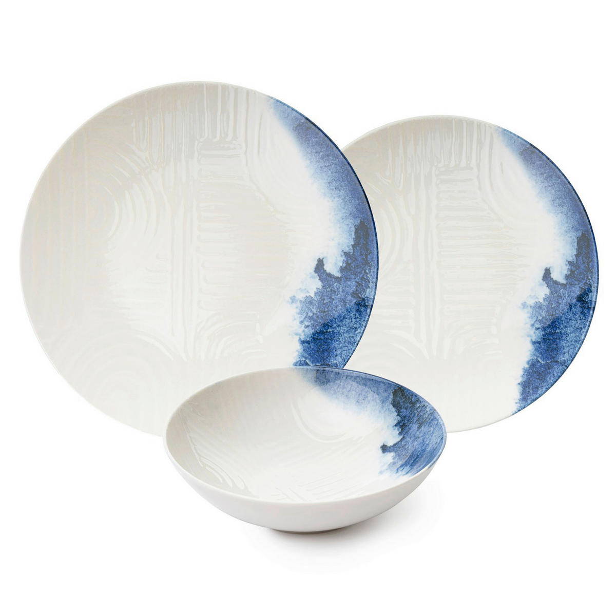 KOMBISERVICE Blau, Weiß 24-teilig 6 Personen  - Blau/Weiß, Basics, Keramik (25cm)