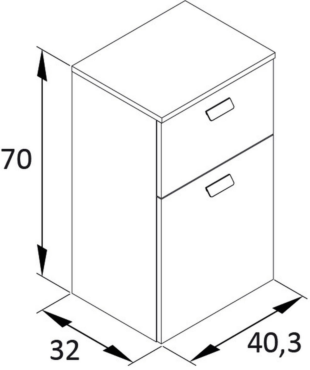 UNTERSCHRANK 40,3/70/32 cm   - Eichefarben/Silberfarben, MODERN, Holzwerkstoff/Metall (40,3/70/32cm) - Stylife