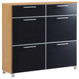 SCHUHSCHRANK 121/108/31 cm  - Chromfarben/Eiche Bianco, Design, Glas/Holz (121/108/31cm) - Novel