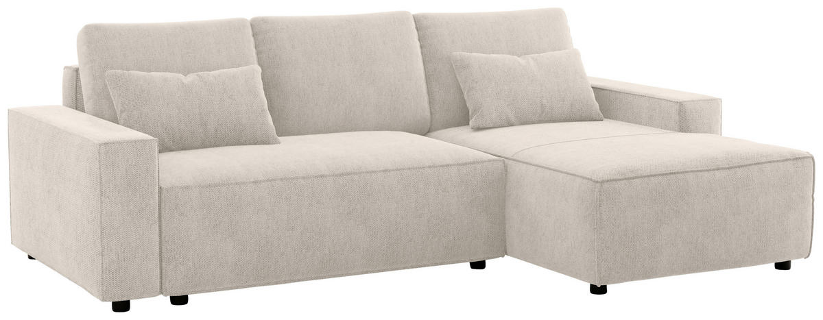 ECKSCHLAFSOFA in Chenille Beige  - Beige/Schwarz, Modern, Kunststoff/Textil (247/154cm) - Livetastic