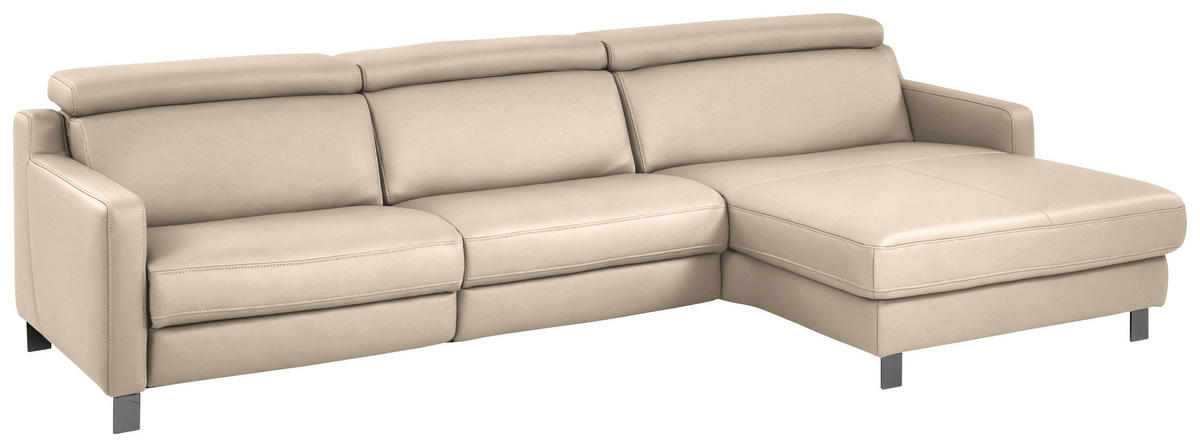 ECKSOFA in Echtleder Hellbraun  - Hellbraun/Schwarz, Design, Leder/Metall (291/176cm) - Valdera