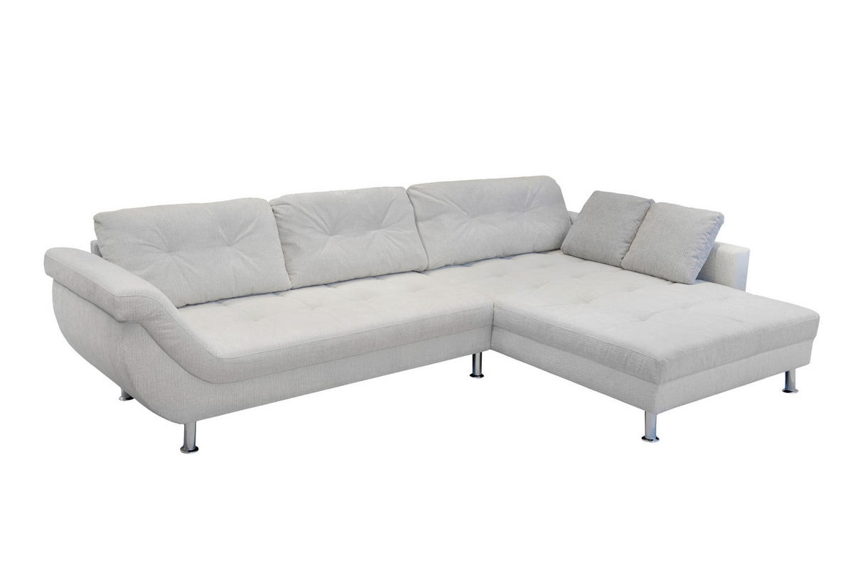 ECKSOFA BROOKLYN Creme Flachgewebe Zierkissen, Rückenkissen  - Silberfarben/Creme, KONVENTIONELL, Kunststoff/Textil (329/199cm) - Livetastic