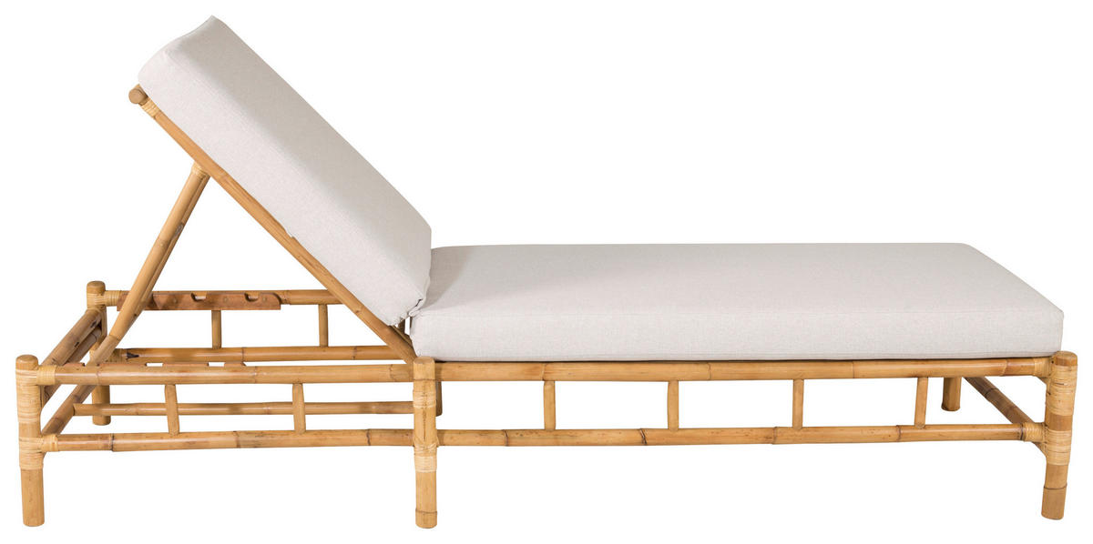 SONNENLIEGE 80/35/210 cm Bambus, Rattan  - Hellbraun/Creme, KONVENTIONELL, Holz/Textil (80/35/210cm) - Gardenson