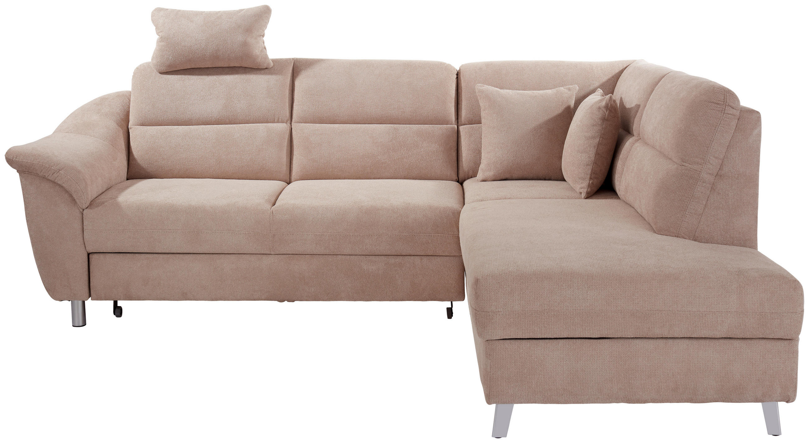 HÖRNSOFFA i velour beige  - beige/silver, Klassisk, metall/textil (248/197cm) - Livetastic