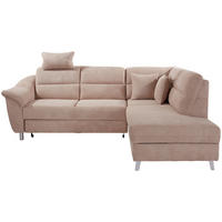 ECKSOFA Beige Velours  - Beige/Silberfarben, KONVENTIONELL, Textil/Metall (248/197cm) - Livetastic