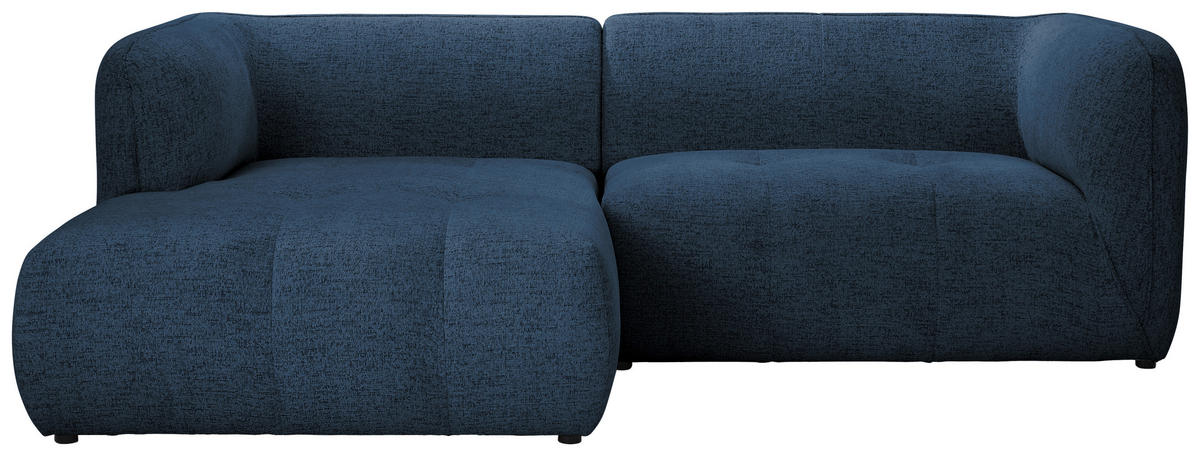 ECKSOFA in Chenille Dunkelblau  - Schwarz/Dunkelblau, Konventionell, Kunststoff/Textil (164/255cm) - MID.YOU