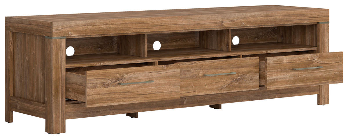 KOMODA POD TELEVIZI, barvy dubu, 200/60/54 cm - barvy dubu/barvy niklu, Design, kov/kompozitní dřevo (200/60/54cm) - Welnova