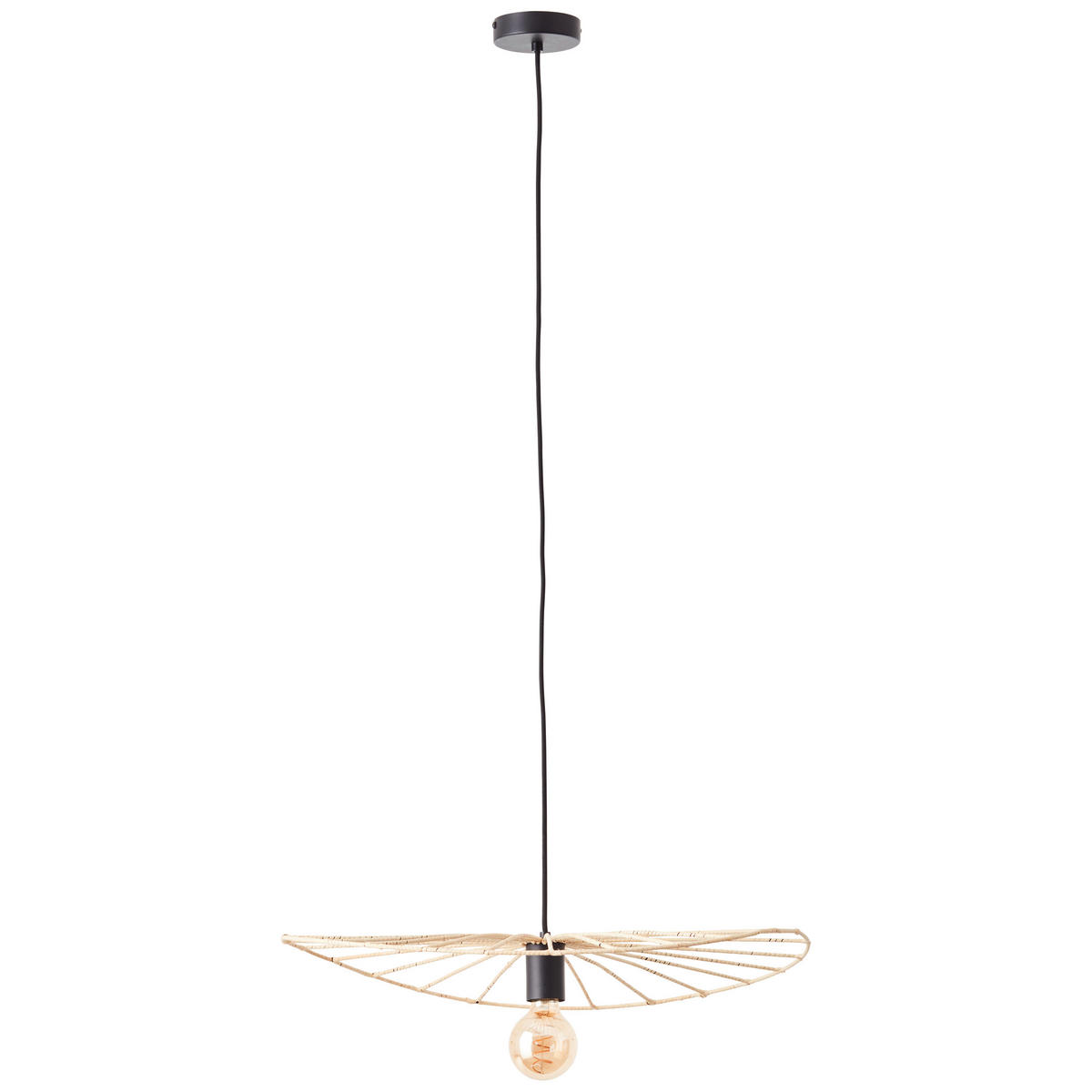 VISEČA NIHALNA SVETILKA        60/120 cm     52 W E27 - črna/naravne barve, Basics, kovina/naravni materiali (60/120cm)