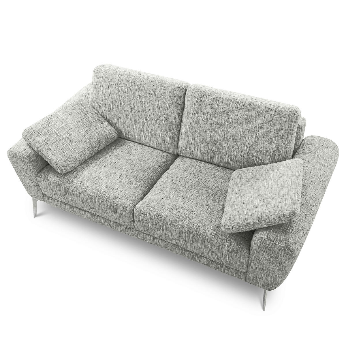 2-SITZER-SOFA Webstoff Grau  - Chromfarben/Grau, Design, Textil/Metall (157/85/92cm) - Livetastic