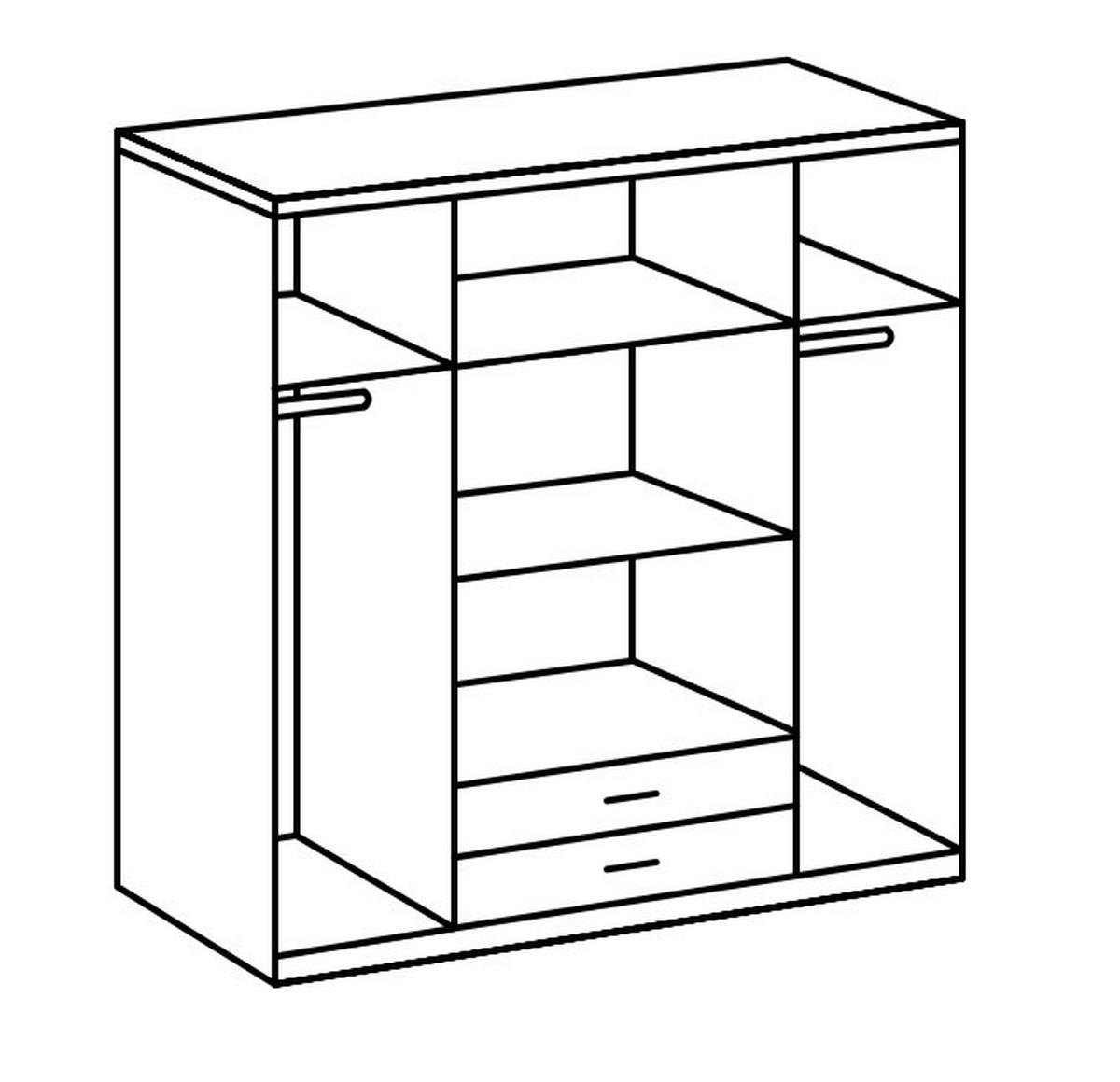 KLEIDERSCHRANK in Eiche Artisan  - Schwarz/Eiche Artisan, Konventionell, Holzwerkstoff/Metall (180/199/58cm) - Boxxx