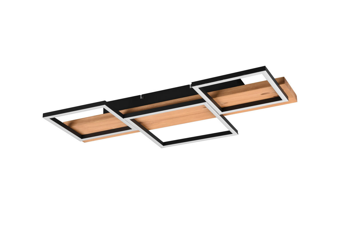 LED-DECKENLEUCHTE     - Schwarz/Braun, Basics, Holz/Metall (65/7,5/34,5cm) - Trio Leuchten
