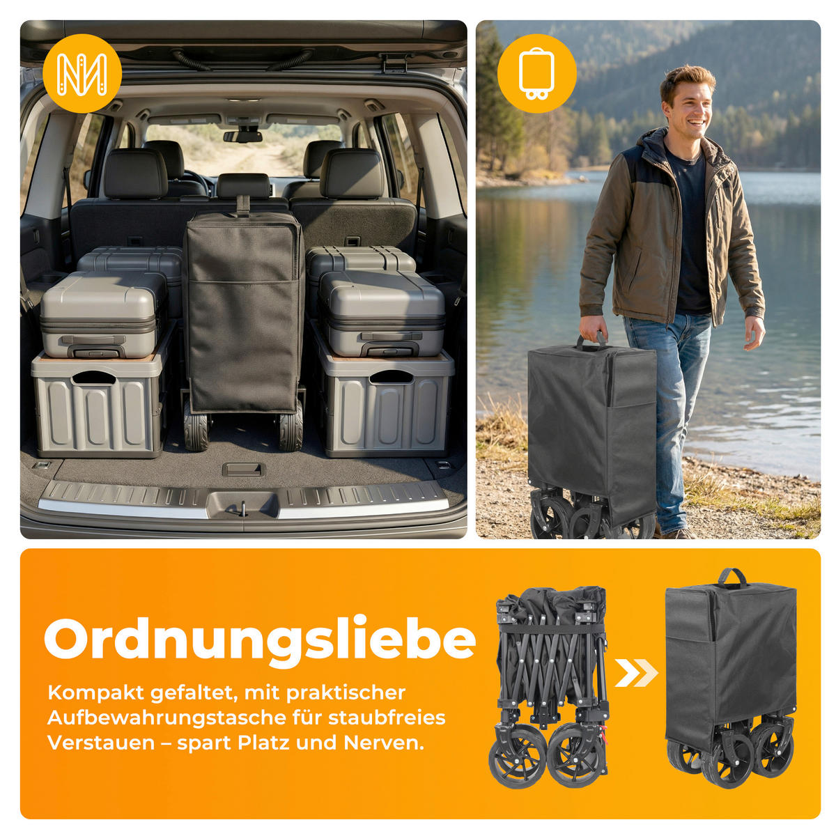 BOLLERWAGEN    - Grau, Basics, Textil/Metall (92/56/106/50cm) - Modante